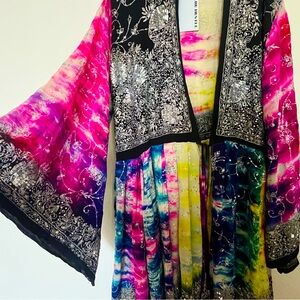 I WOULD DIE 4 U SILK TIEDYE KIMONO MINI DRESS GODDESS COLORS